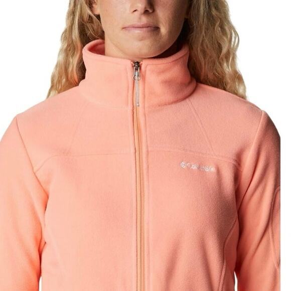 EUC‎ Columbia Women Medium Fast Track Full Zip Up Fleece Neon Orange Coral Reef - Picture 5 of 14